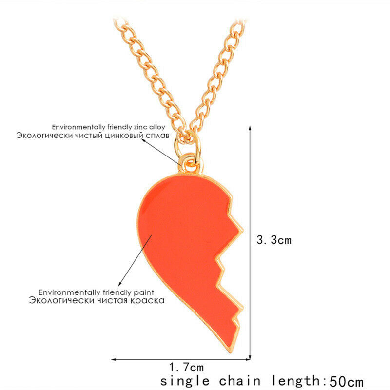 2PCS/Set Heart Wine Pendant Necklace Best Friend Couple Chain Jewelry Gift.l8