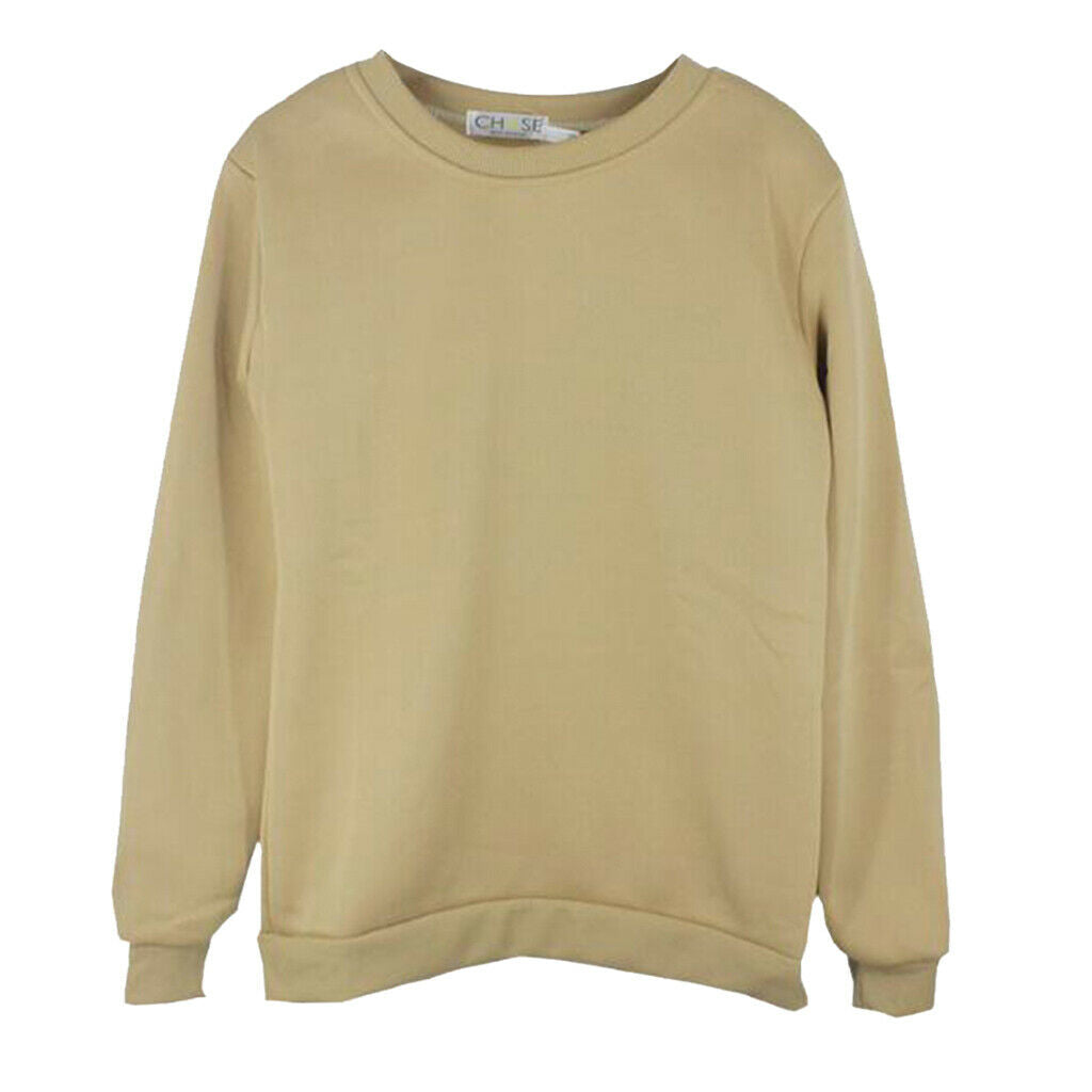 Autumn Solid Round Neck Long Sleeves Fleece Sweatshirts Unisex Loose Top 5XL