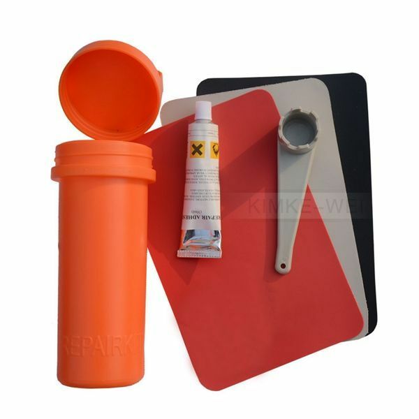 Inflatable Boat Kayak Repair Kit PVC Patch Glue Valve Wrench Container Bucket