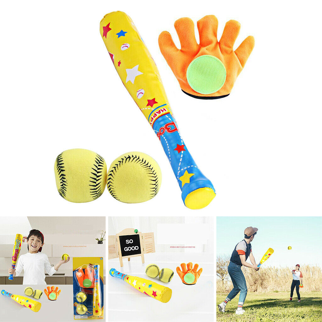 Soft Foam Baseball Set Kids 2 Balls 2 Racket 1 Golves for Toddler Children