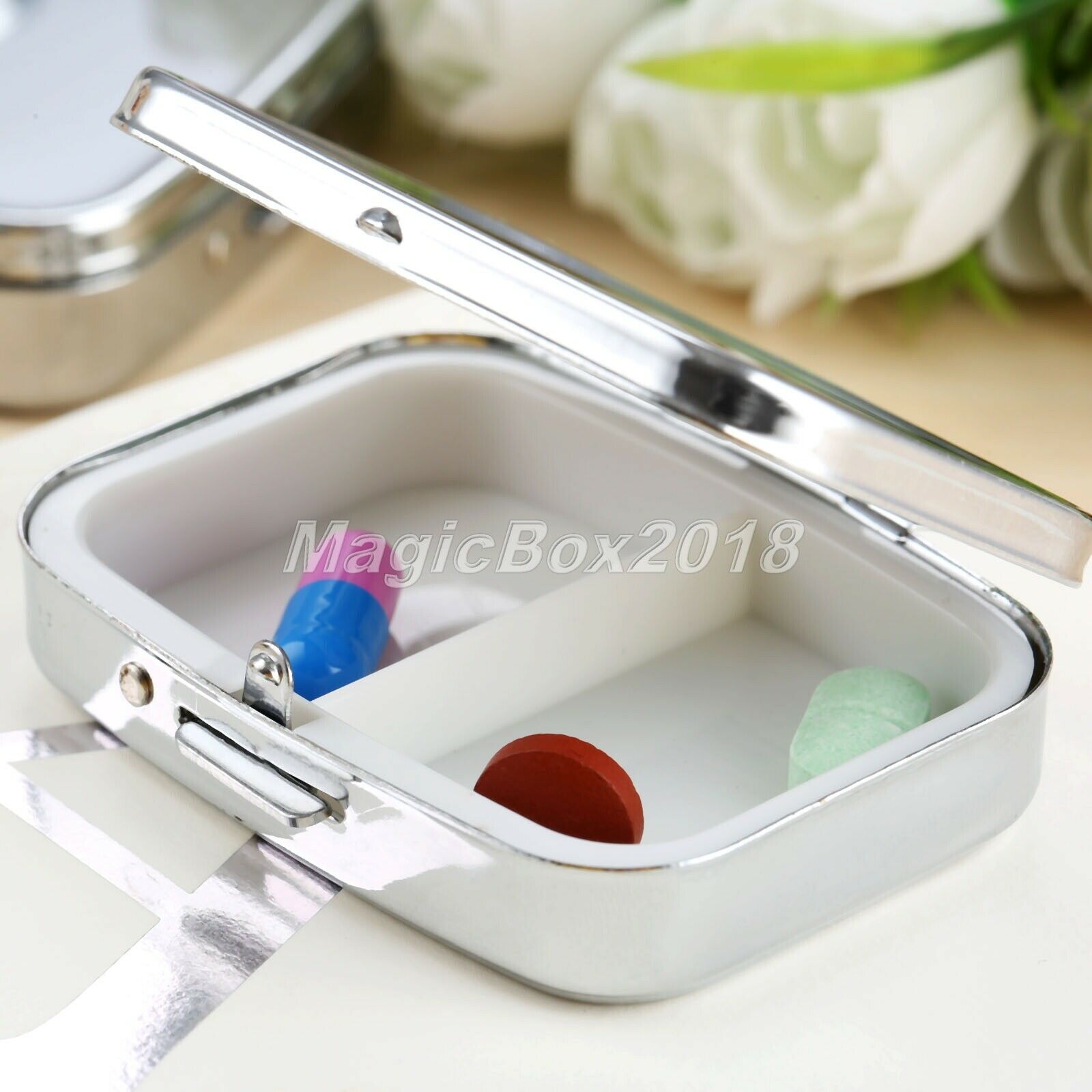 Medicine Organizer Container Jewellery Case Storage Holder Rectangle Pill Box