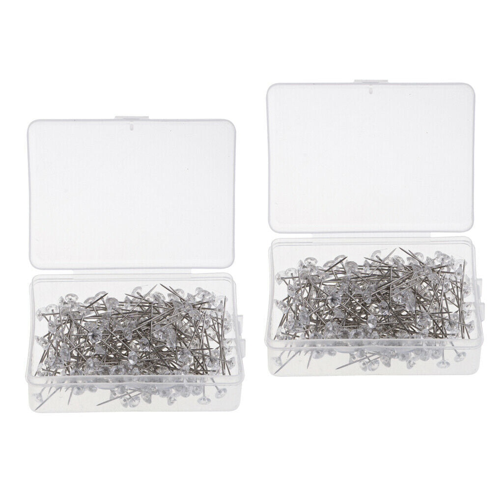 400pcs Clear Crystal Diamante Head Pin Wedding Bouquet Pins Buttonholes