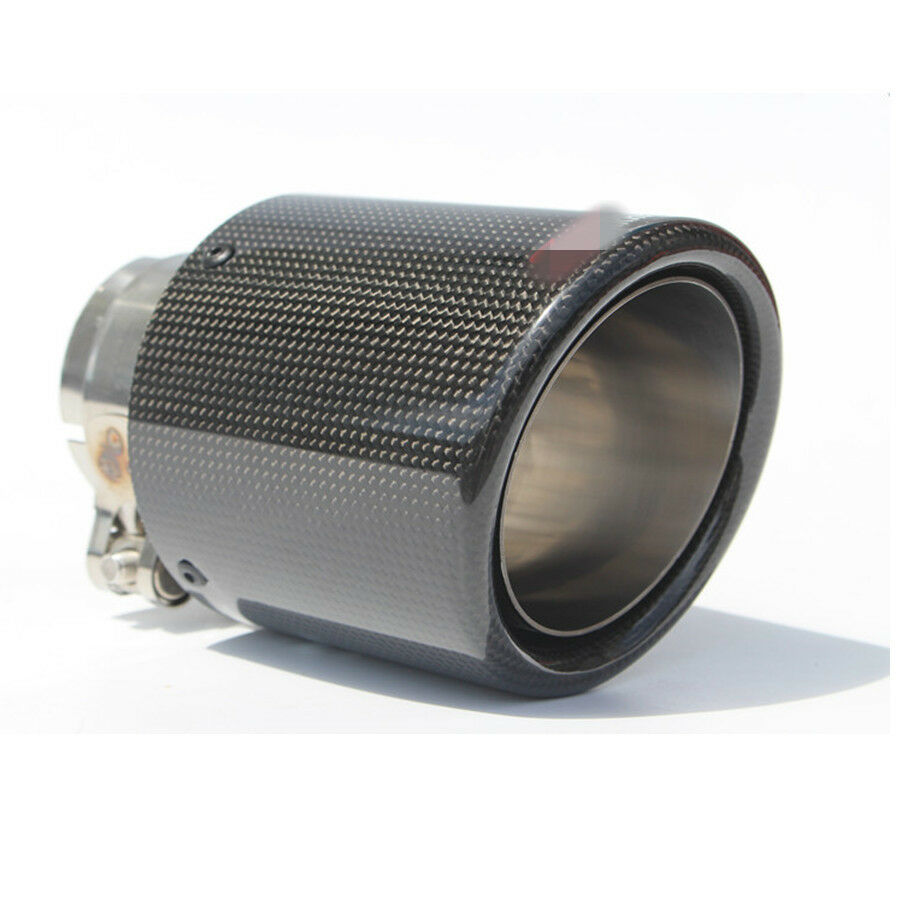 3" 76mm Outlet 4" 101mm 100% Real Carbon Fiber Glossy Exhaust Tips Muffler Black