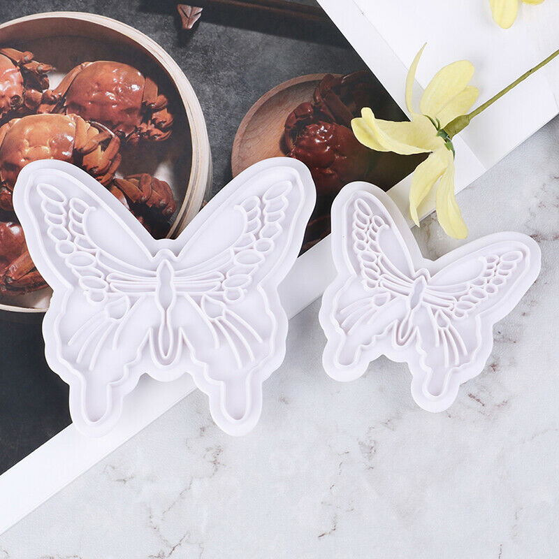2x/Set Butterfly Cake Fondant Sugarcraft Mould Cookie Plunger Cutter Mold.l8