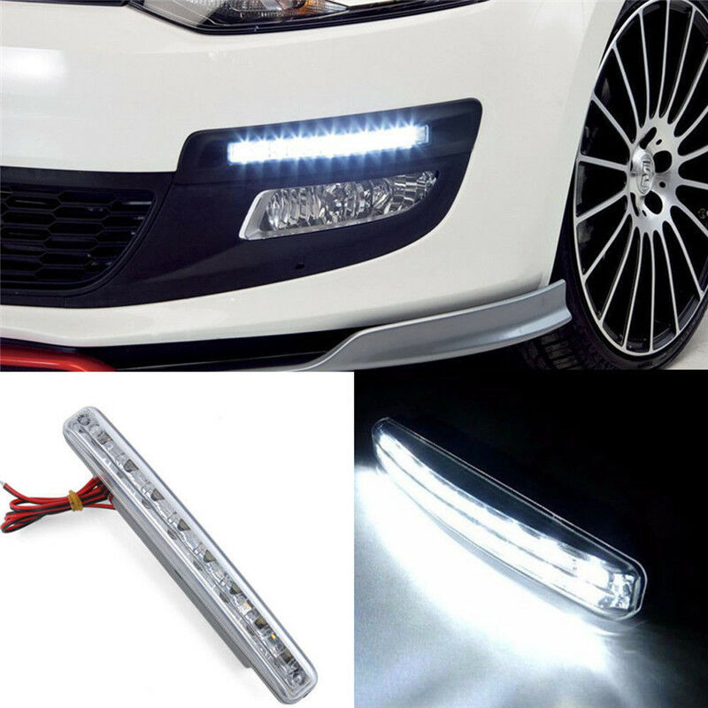 Car Light 8 LED DRL Fog Driving Daylight Daytime Running White Lamp BDAU