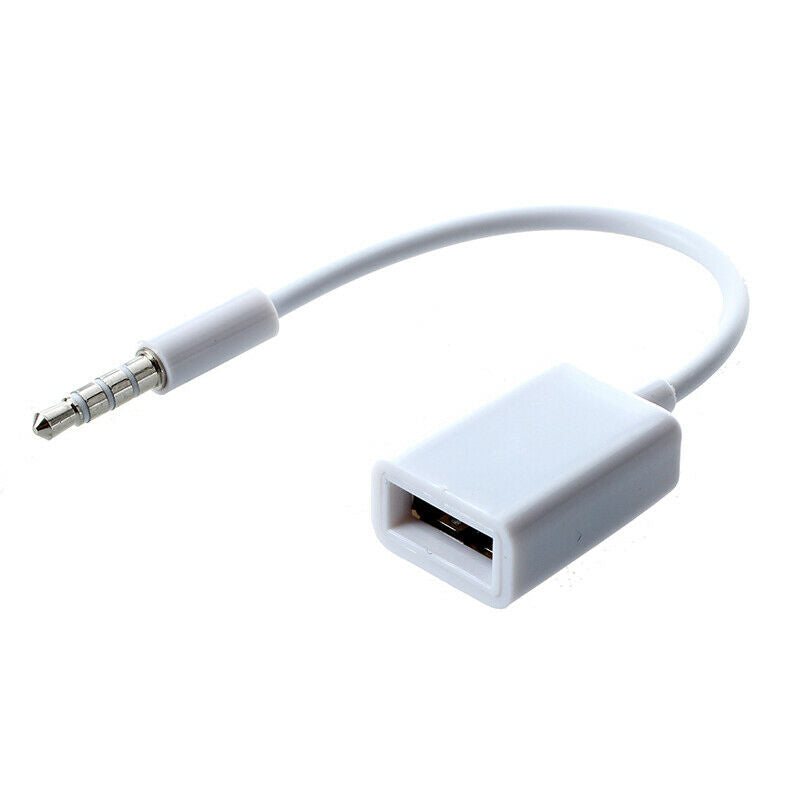 Car MP3 3.5mm Male AUX Audio Plug Jack To USB 2.0 Female Converter Cable Cord T3