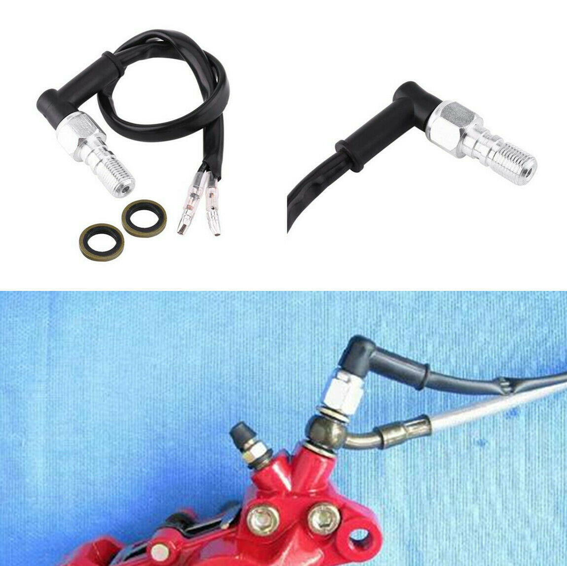 Motorcycle Hydraulic Braking Oil Hose 10mmx1.25mm Banjo Bolt with 2 Spacer Rings
