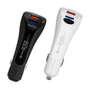 2 Port USB Car Fast Charger Rapid Car Power Universal Adapter QC3.0 white
