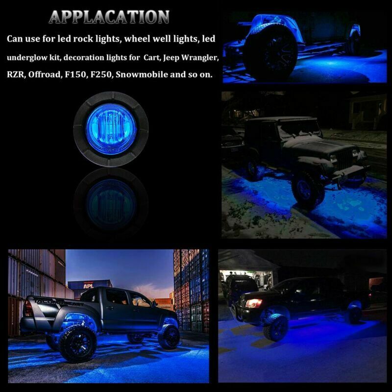 10x Round Blue Side Marker Lights For Truck Trailer LED Clearance Bullet Light