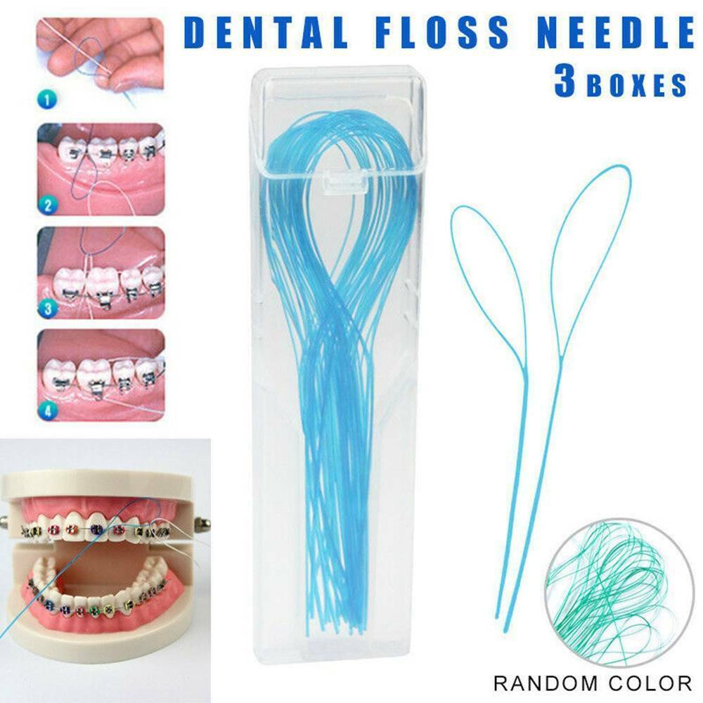 105pcs Pro Dental Floss Threaders Simple Loop w/Case For Braces Bridges Implants
