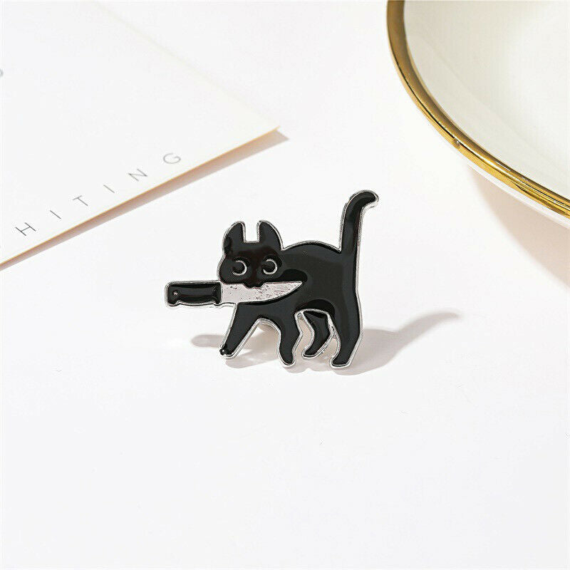 Cartoon Creative Black Cat Modeling Enamel Pin Lapel Badges BroochL Rf
