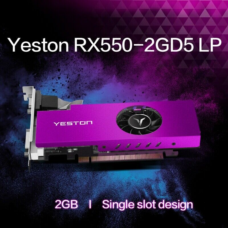 Yeston RX550-2G D5 LP 1183/6000MHz 2G/64Bit/GDDR5 VGA + MI + DVI-D PCI-Expr W8W3