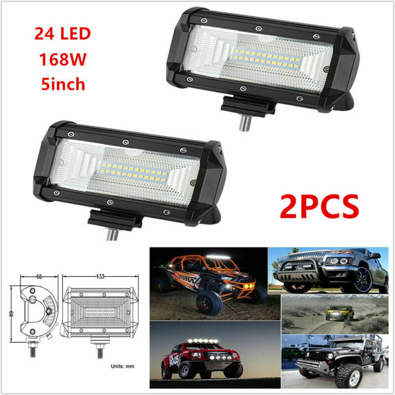 2PCS 168W Flood LED Car SUV Off Road Work Light Bar Fog Driving DRL Lamp 10- 30V