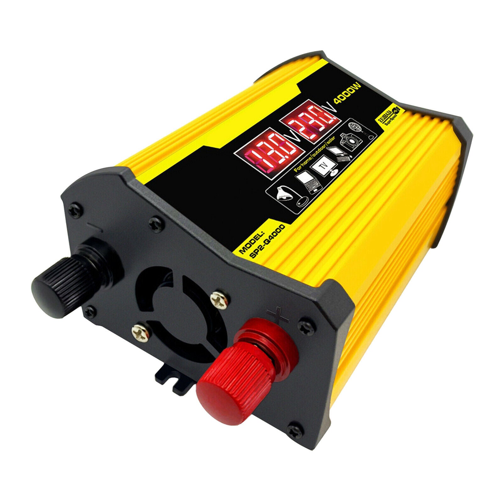 Power Inverter with Dual USB and Lighter Outdoor Power Supply Yellow 110V D