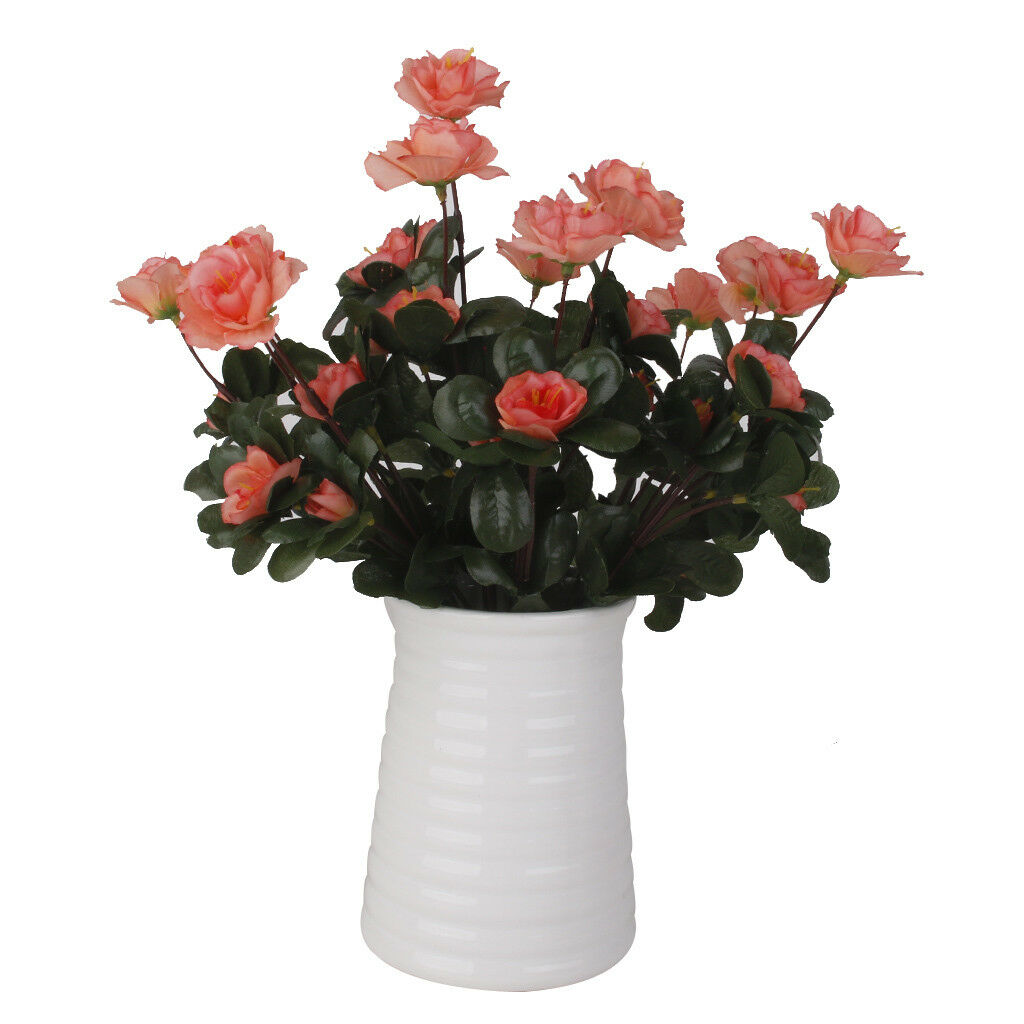 2 xArtificial False Azalea 18 Head Flowers Home Party Garden Decor Dark Pink