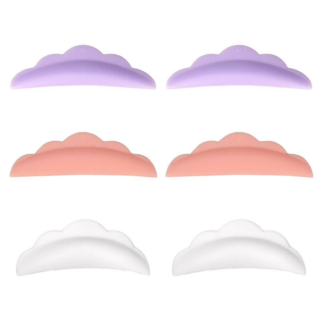 Set of 3 pairs, Professional Eyelashes Perming Curing Silicon Pads, Small Medium
