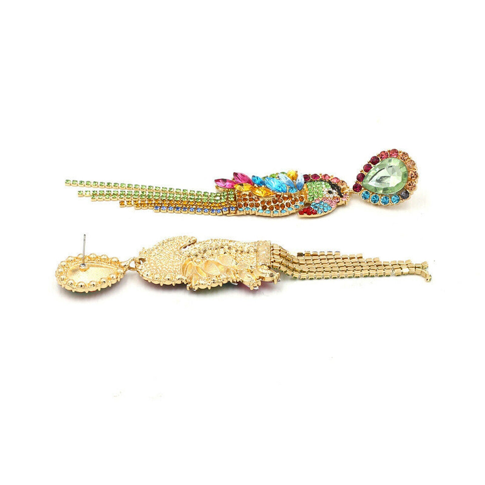 Crystal Rhinestone Tassel Parrot Dangle Earrings Women Earring Jewelry Gift