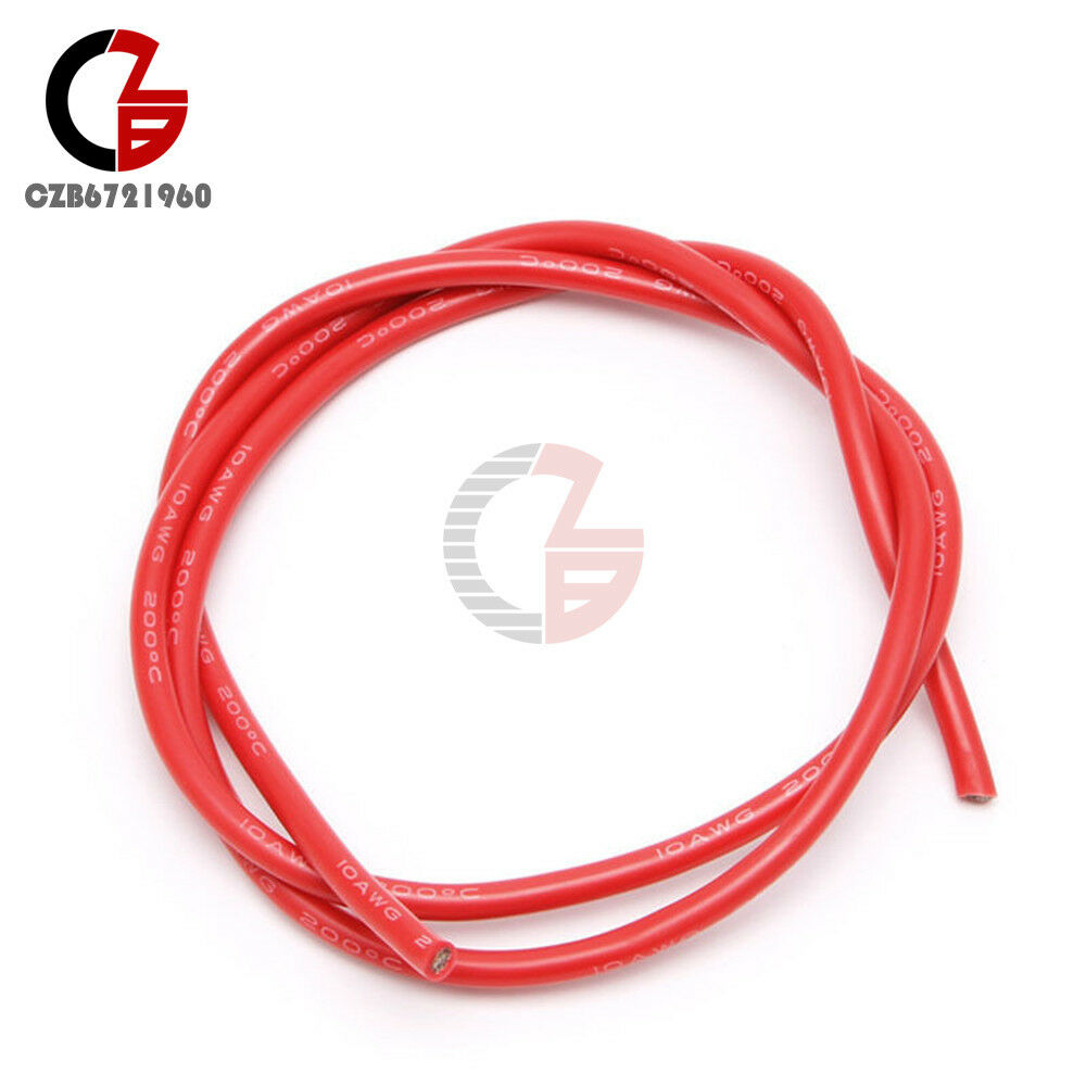 Black+Red 10 AWG Silicone Gauge Wire Flexible Copper Stranded Cables for RC