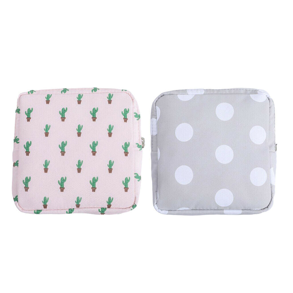 2x Lovely Sanitary Bag Pad Pouch Towel Tampons Coin Holder for Women Girls