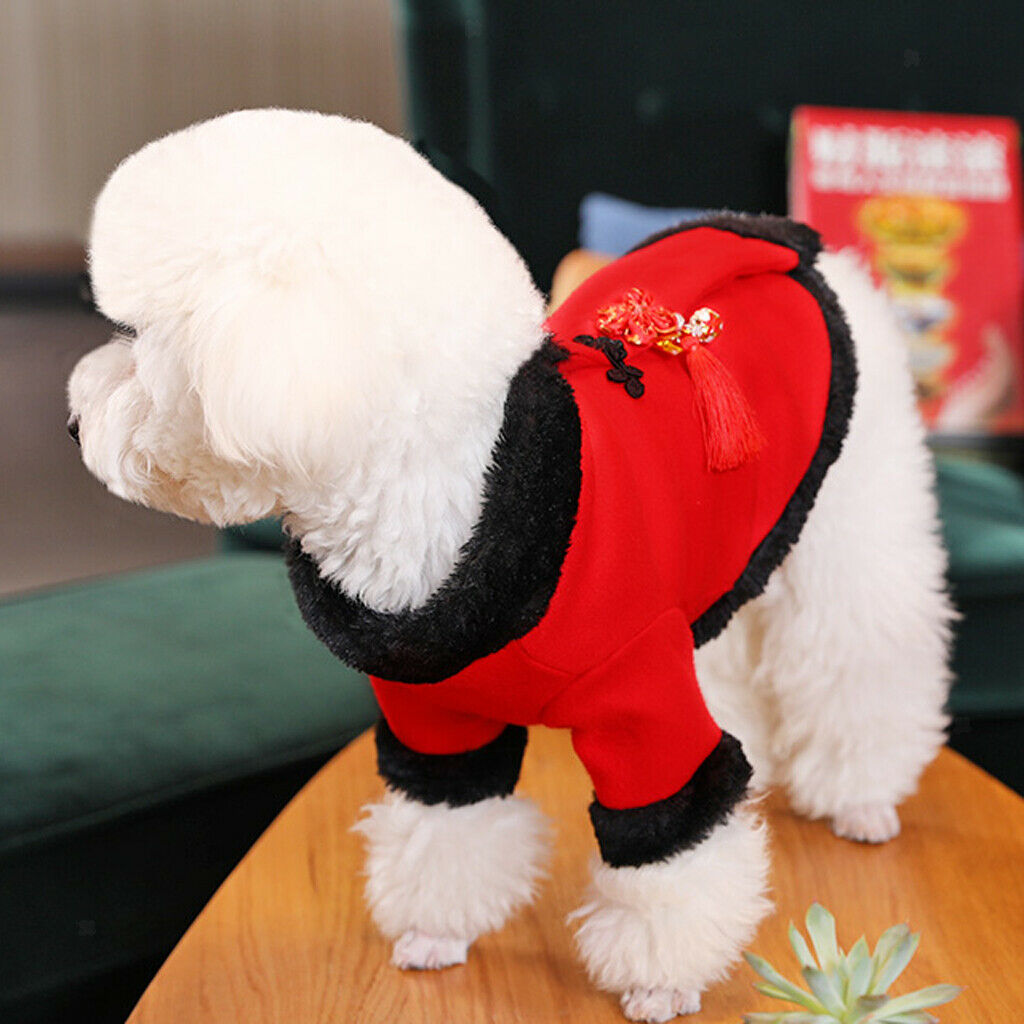 Red Chinese Style New Year Festive Dog Tang Suit Two Legged Jumpsuit M