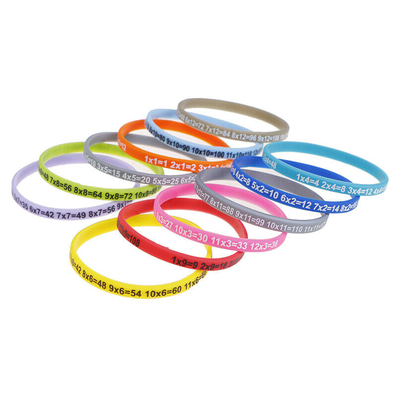 12Pcs/Set Multiplication Tables Silicone Bracelet Learn Math Education For KiSJ