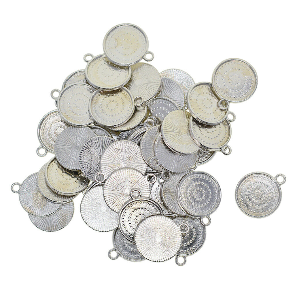 50Pieces Single Loop Round Connector Trays Blank Bezel Settings Pendant Charm