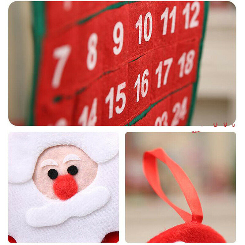 Christmas Advent Calendar Tree Hanging Xmas Pocket Countdown Display Deco.l8