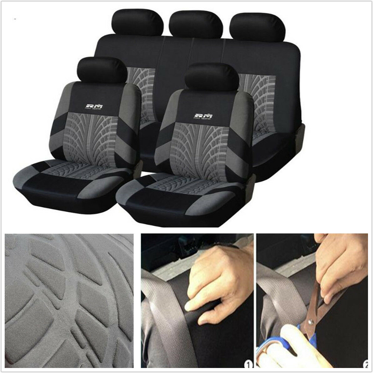 9Pcs/ Set Stretchable Washable Embroidery Car Seat Covers Fit Most Brand Vehicle