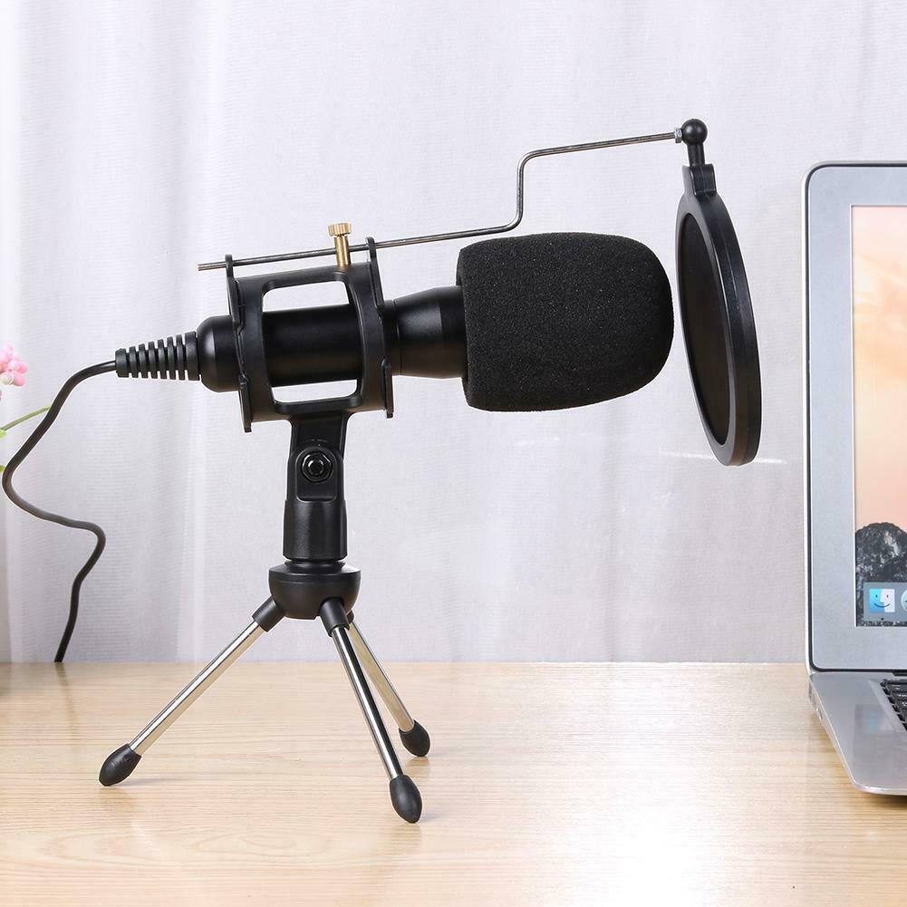 Condenser USB Microphone w/ Tripod Stand for Game Chat Studio Recording Computer