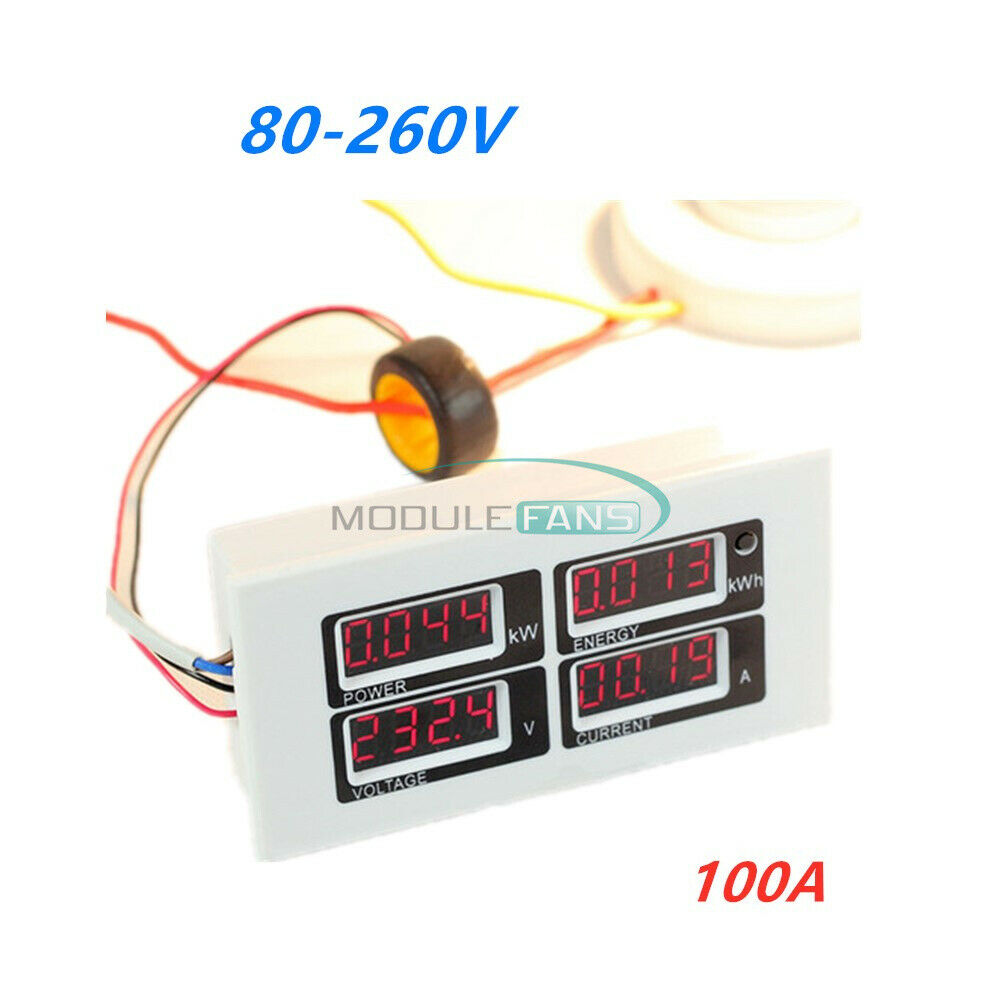 Digital 100A AC 110V 220V watt power meter volt amp Ammeter Voltmeter 80-260V