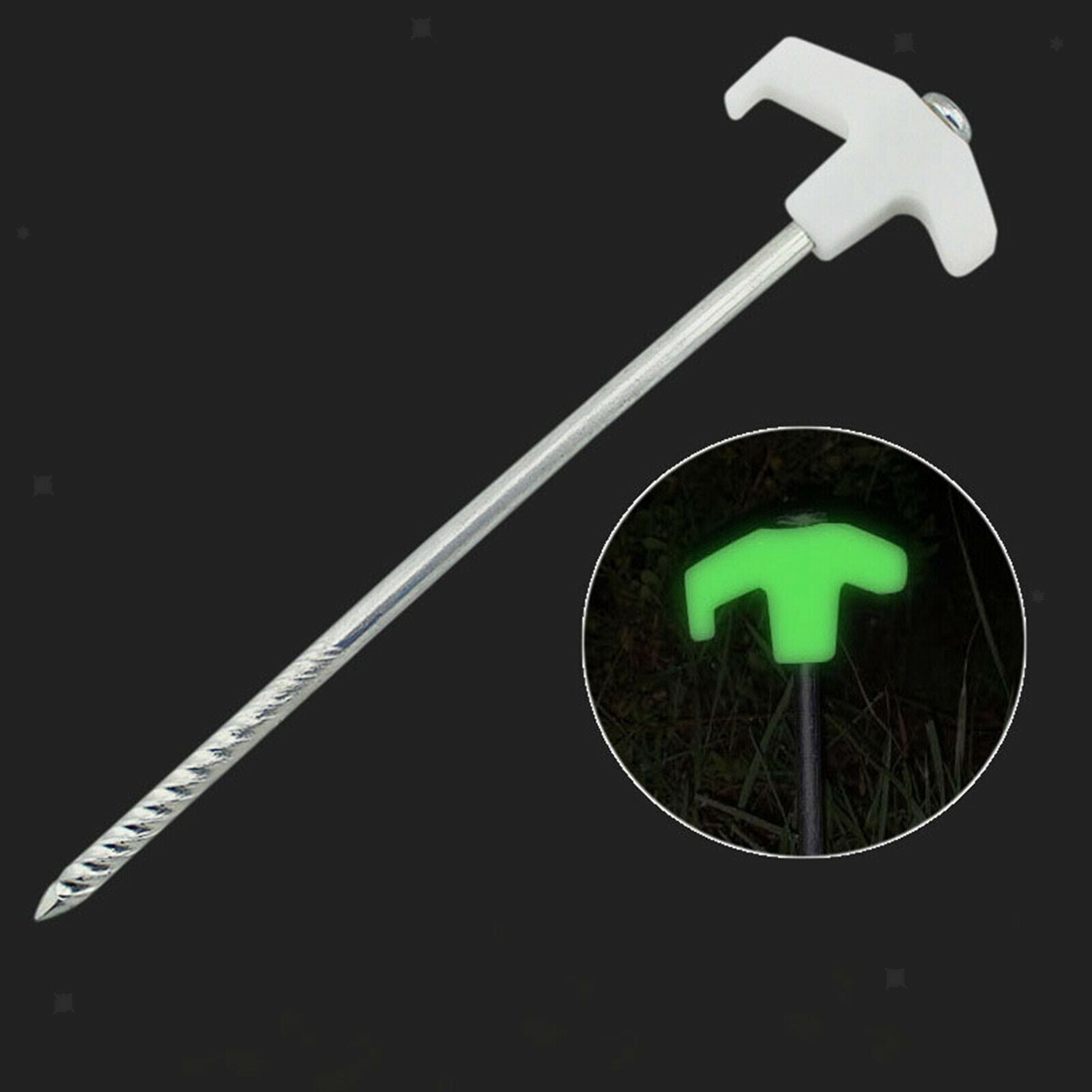 Heavy Duty Steel Metal Glow In The Dark Tent Pegs Ground Stake Camping Tarps