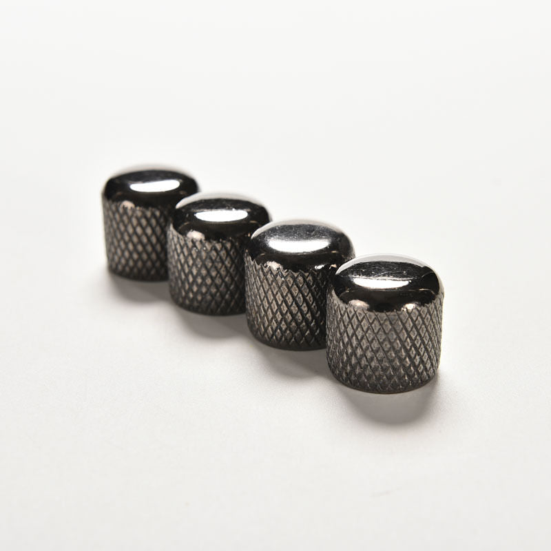 4x Black Metal Dome Volume Tone Control Knobs for Electric Push-on Guitar Bass B