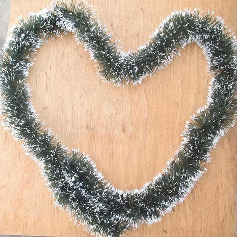 2M Long Dark Green & White Tinsel Christmas Decorations Tree Fashion Decor.l8