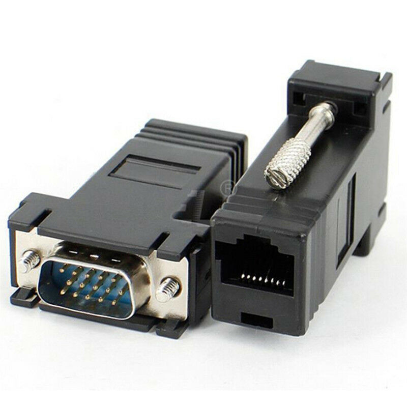 Extender VGA RGB HDB Male To LAN CAT5 CAT6 RJ45 Net Cable Female Adapter JR J FG