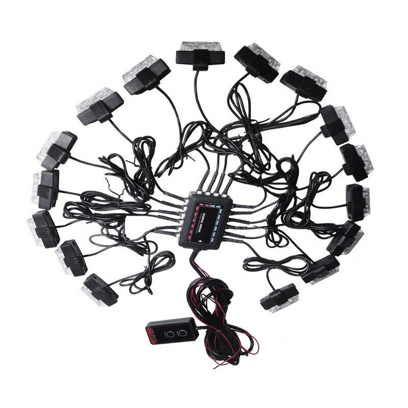 32LED Car SUV's Strobe Emergency Lights Bars Dash Flashing Grille Lamp 16 Bulbs