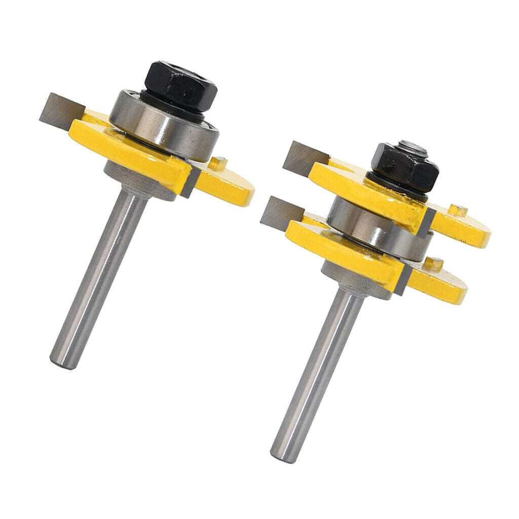 Tongue and Groove Set, Router Bit Set, Wood Door Flooring 3 Teeth Adjustable,
