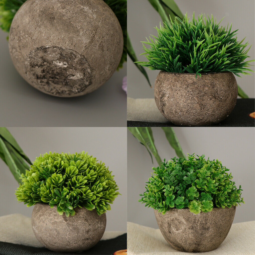 2x Potted Plasic Flower Plant Bonsai for Home Office Garden Shop Decoration