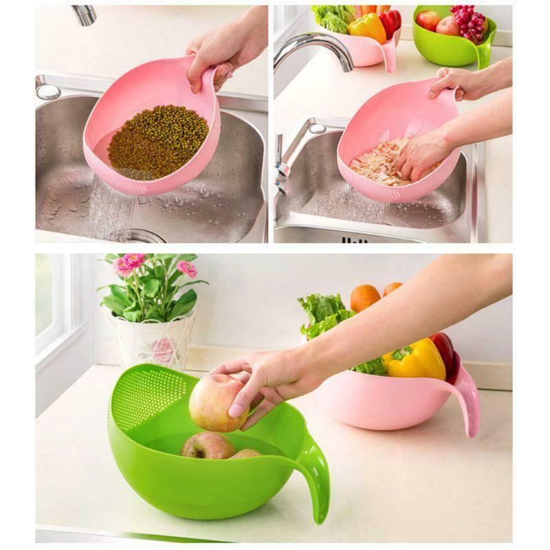 1pc Rice Washing Filter Strainer Basket Sieve Fruit Vegetable Bowl Drainer