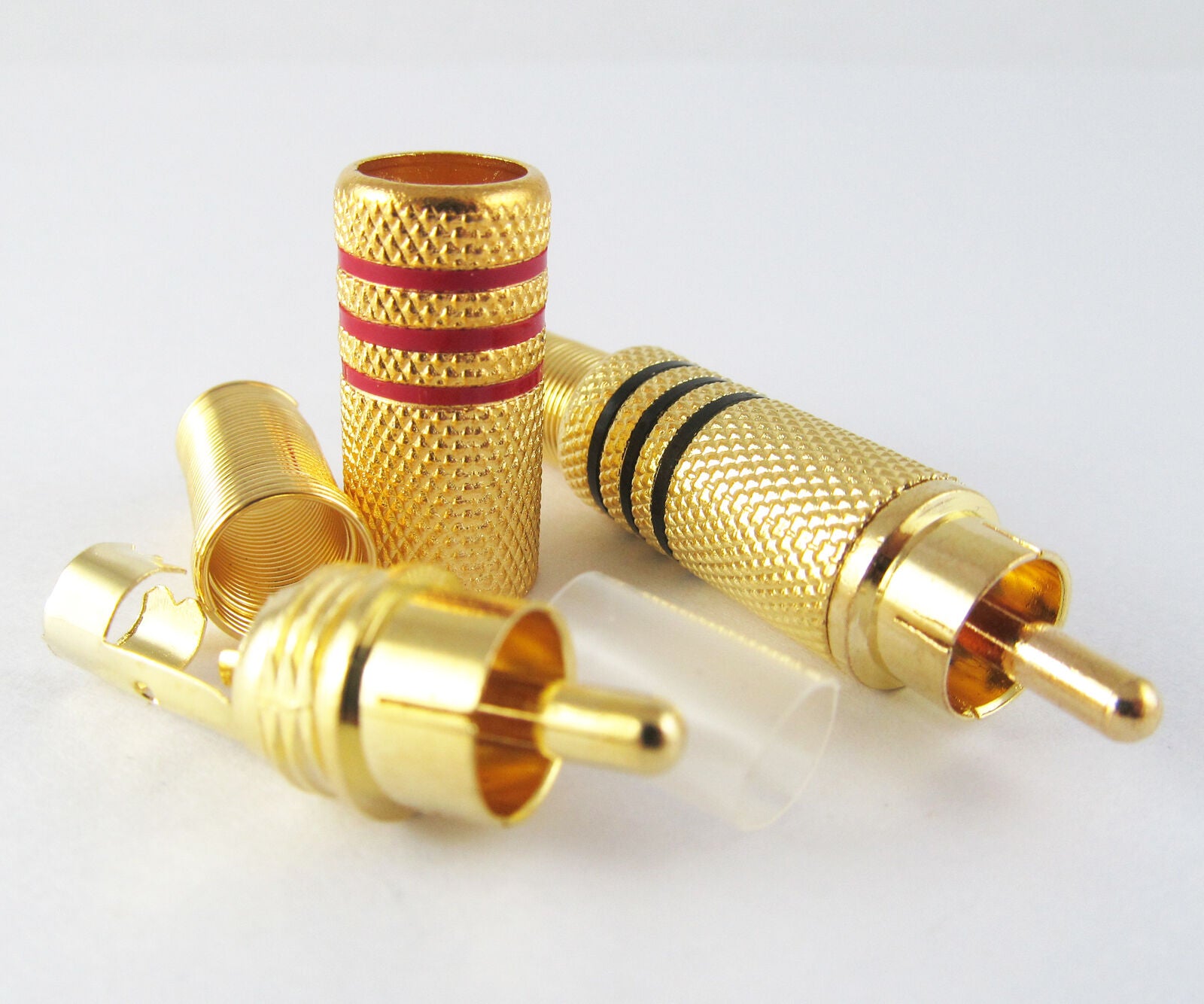 10pcs Phono RCA Male Plug Audio Video Solder Connector W/Metal Spring Tail