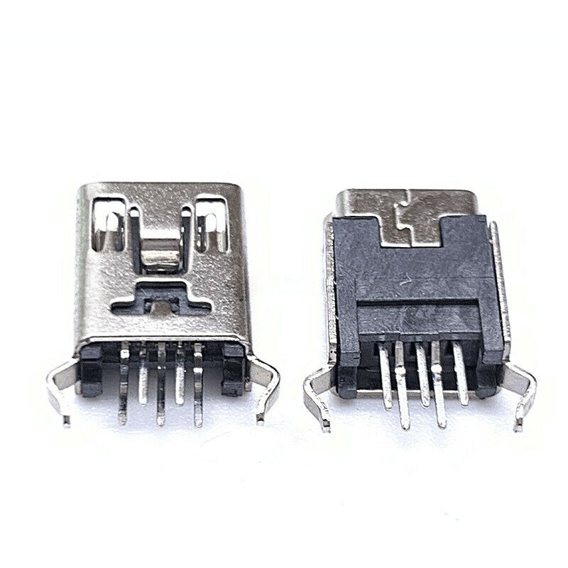 10pcs USB connector Mini 5P/F180°-Bent feet-DIP-Steel case Hubs Adapters