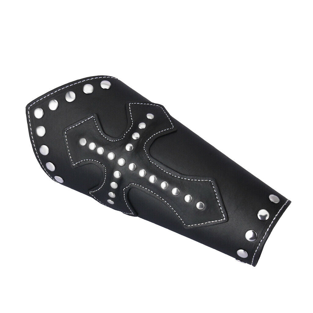 2x Black Medieval Cross Rivets Bandage Steampunk Gauntlet Bracelet Wristband