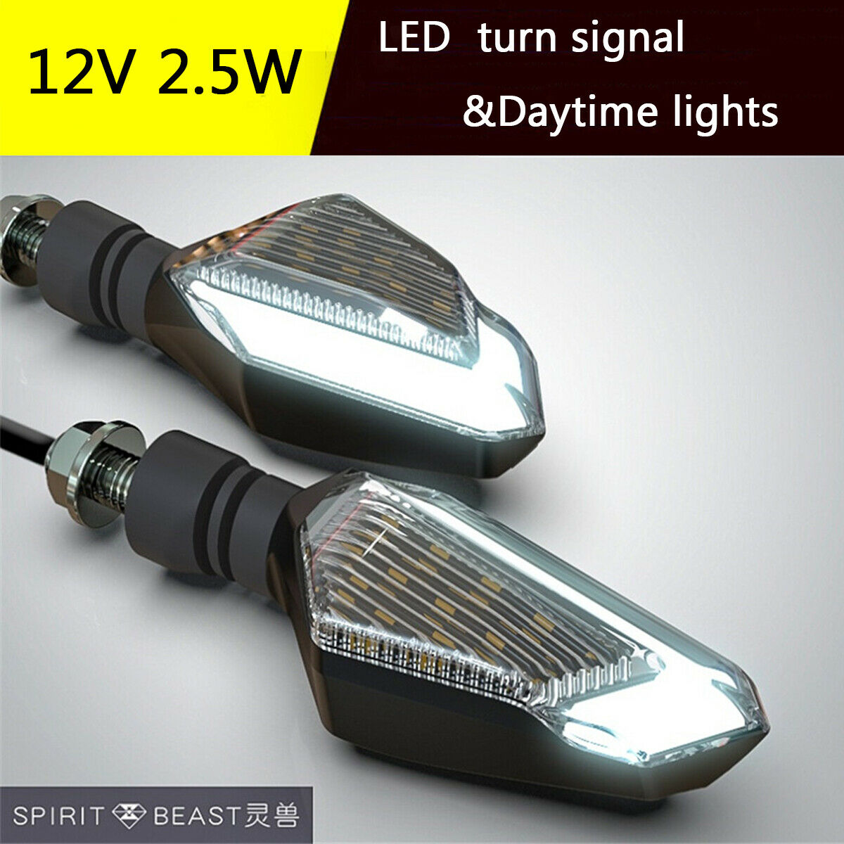 Universal Motorcycle Motorbike YellowWarning Light Daytime Runing DRL 12V 2.5W