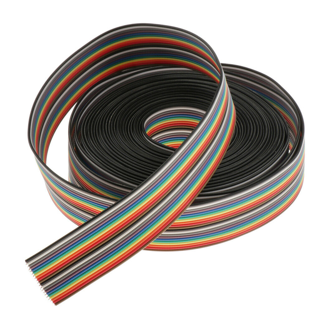 20 Pins Multicolor Flat Rainbow Ribbon Cable 16.4ft 2.5cm Width Wiring Wire