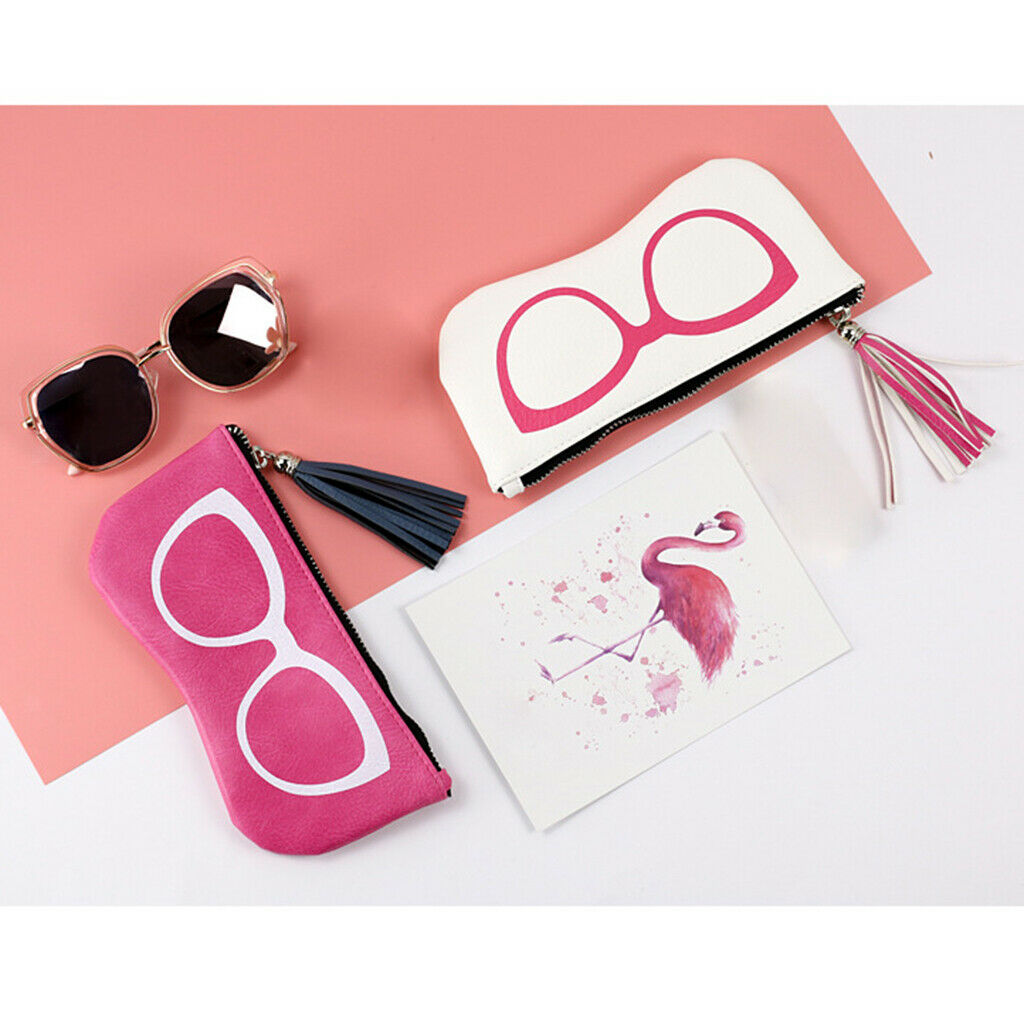 2pcs PU Leather Zipper Sunglasses Pouch Eyeglass Cases Storage Bag for Women