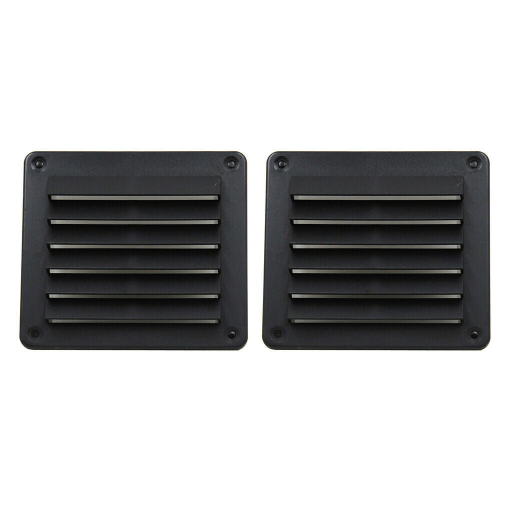 2x Plastic Louver Wall Vent Ventilation Black Yacht Caravan Camper Accessory