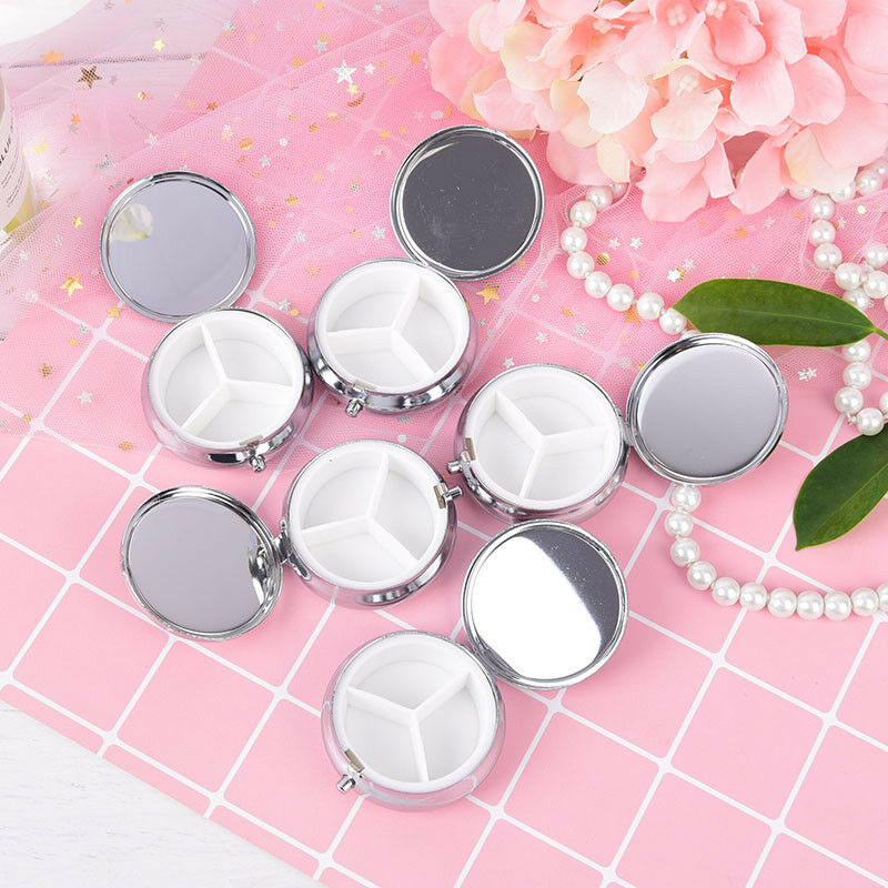 metal folding pill case medicine organizer pill box makeup storage contain.l8