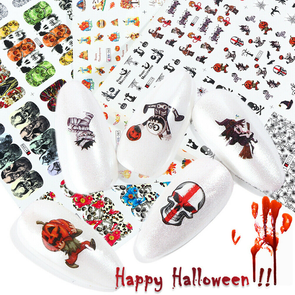 Halloween Nail Art Stickers Skeleton Decals Nails Foil Manicure Decoration