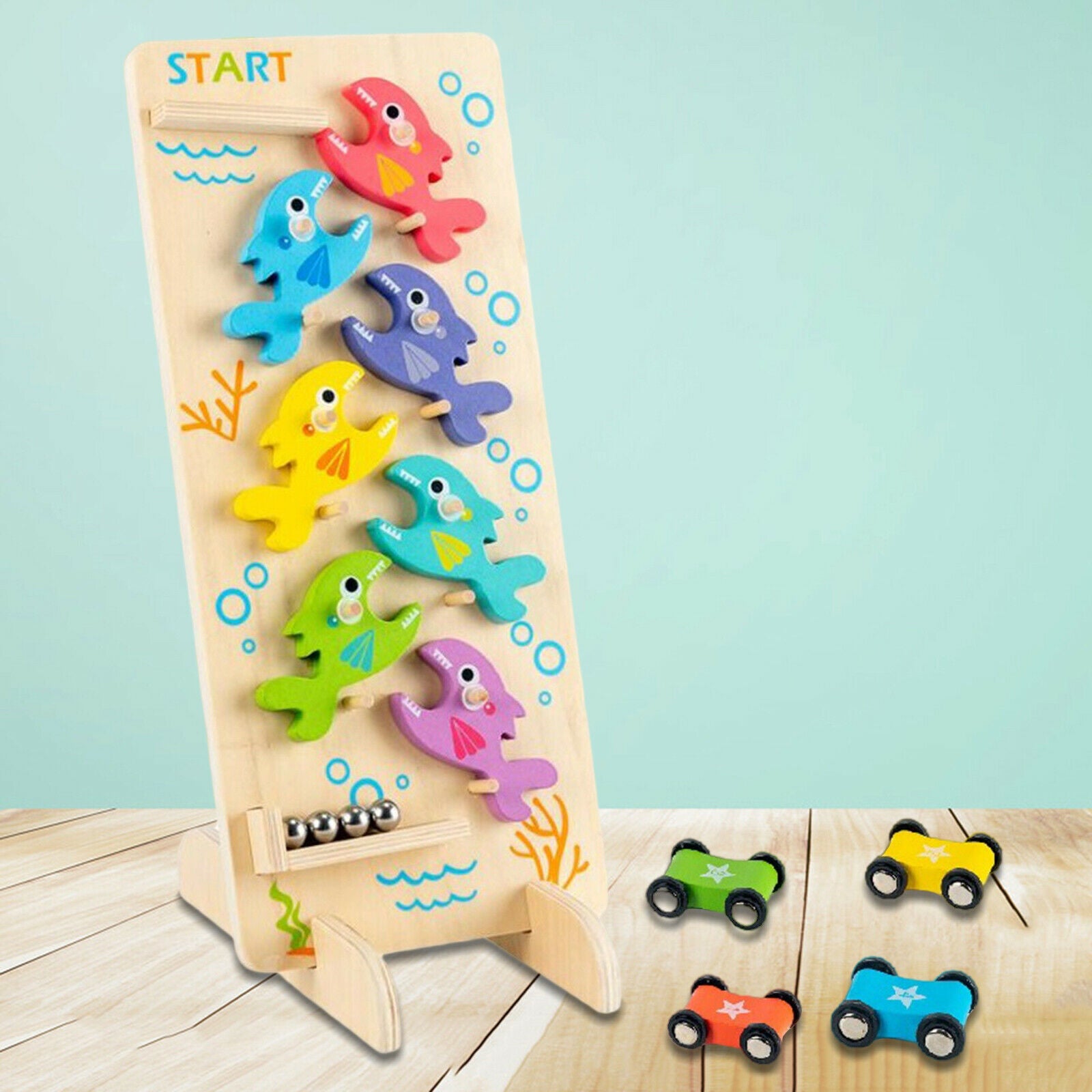 Wooden Double-Sided Sliding Game Toys Slide Car Inertia Develop Kids Skill