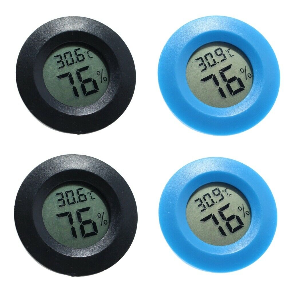 Set of 4 Round Room Thermometer Humidity Hygrometer Reptile Tank Terrariums
