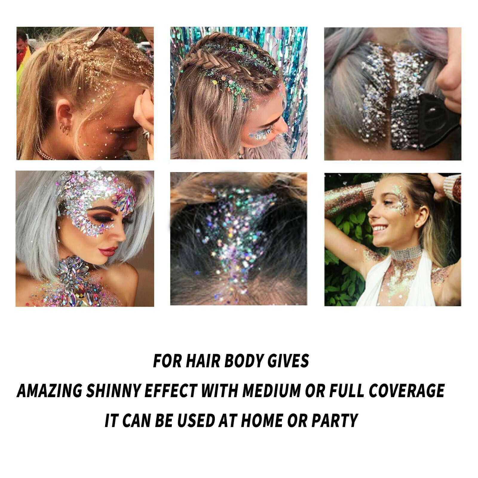 3pc Glitter Gel Face & Body Art Holographic Face Paint Eyeshadow Festival Makeup